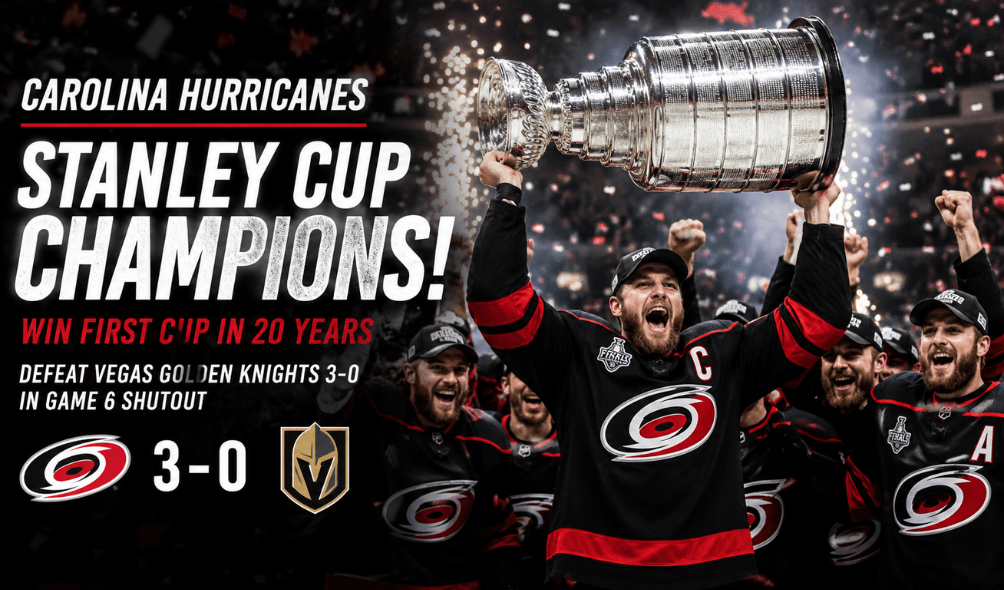 Carolina Hurricanes Win Stanley Cup 2026 After Dominant Defensive Display Against Vegas Golden Knights Carolina Hurricanes Win Stanley Cup 2026 After Dominant Defensive Display Against Vegas Golden Knights