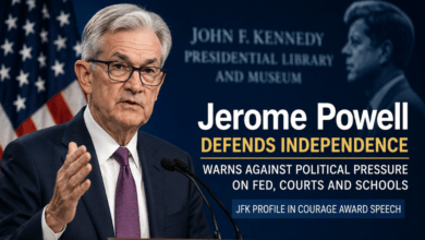 Jerome Powell Warns Against Political Pressure on Fed and Democratic Institutions During JFK