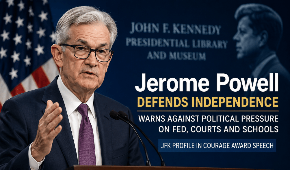 Jerome Powell Warns Against Political Pressure on Fed and Democratic Institutions During JFK