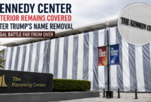 Kennedy Center Keeps Exterior Covered After Trump Name Removal Amid Ongoing Legal Battle